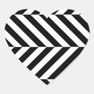 Pegatina En Forma De Corazón Patrón de rayas blancas y negras