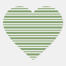 Pegatina En Forma De Corazón Patrón de rayas blancas y verdes