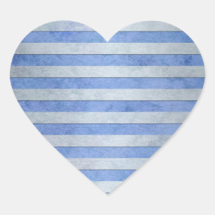 Pegatina En Forma De Corazón Patrón de rayas de acuarela azul claro y gris