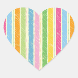 Pegatina En Forma De Corazón Patrón de rayas dibujadas a mano