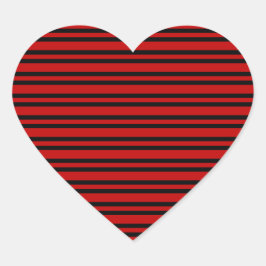 Pegatina En Forma De Corazón Patrón de rayas rojas y negras