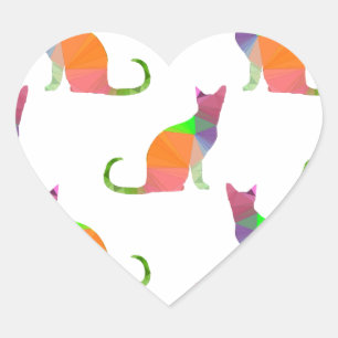 Pegatina En Forma De Corazón Patrón de silueta de gato con bajo contenido de pó