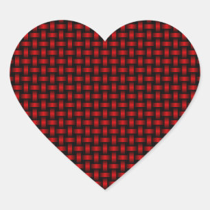 Pegatina En Forma De Corazón Patrón de Tejido Rojo y Negro
