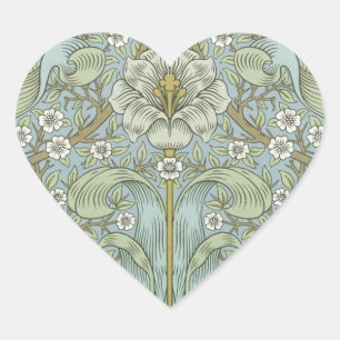 Pegatina En Forma De Corazón Patrón de Thicket de la primavera de William Morri
