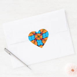 Pegatina En Forma De Corazón Patrón de variación floral colorido