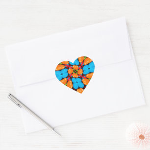 Pegatina En Forma De Corazón Patrón de variación floral colorido
