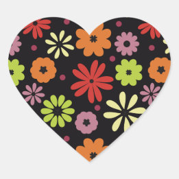 Pegatina En Forma De Corazón Patrón floral continuo otoñal