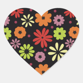 Pegatina En Forma De Corazón Patrón floral continuo otoñal