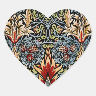 Pegatina En Forma De Corazón Patrón floral de cabeza de serpiente de William Mo