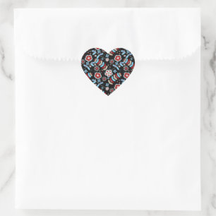 Pegatina En Forma De Corazón Patrón floral de gente audaz