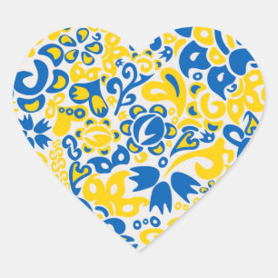 Pegatina En Forma De Corazón Patrón folclórico con los colores de la bandera uc