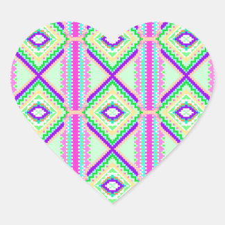 Pegatina En Forma De Corazón Patrón geométrico boho colorido