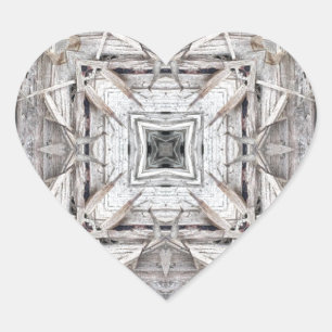 Pegatina En Forma De Corazón Patrón inspirado en azteca rosada de bonito