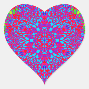 Pegatina En Forma De Corazón Patrón Kaleidoscopio colorido