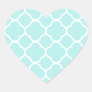 Pegatina En Forma De Corazón Patrón marroquí azul Aqua