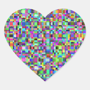Pegatina En Forma De Corazón Patrón multicolor de formas de cuadrados abstracto