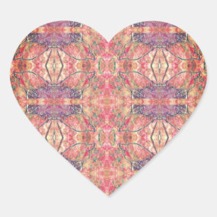 Pegatina En Forma De Corazón Patrón rosa y púrpura