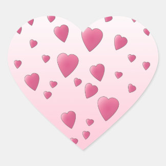 Pegatina En Forma De Corazón Patrón rosado de corazones de amor.