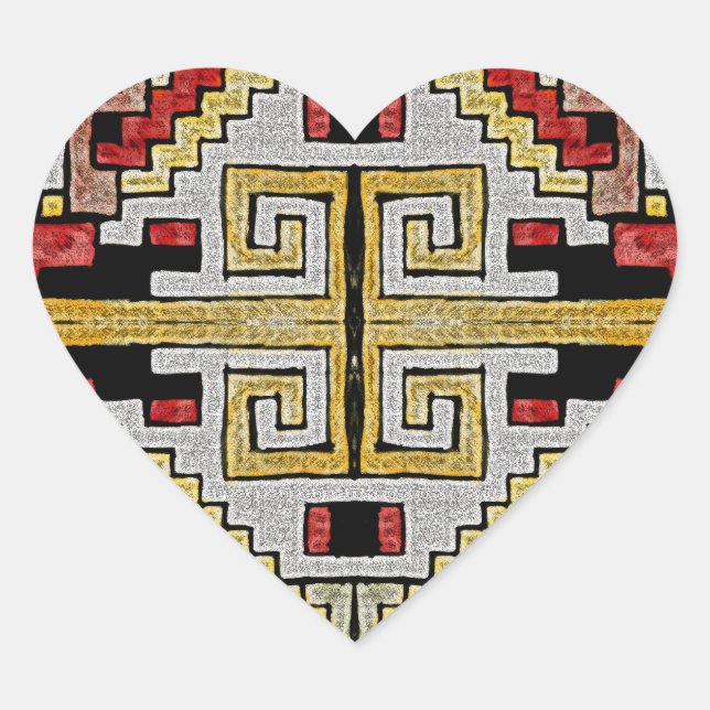 Pegatina En Forma De Corazón Patrón tribal/étnico geométrico (Anverso)