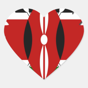 Pegatina En Forma De Corazón Patrón Vibrante de la Bandera Keniana: Arte de 18
