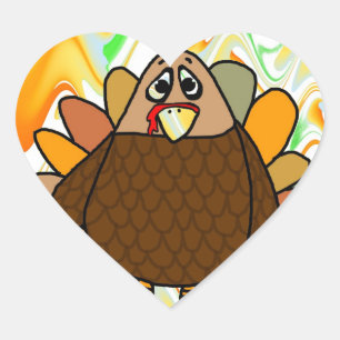 Pegatina En Forma De Corazón Pavo de Acción de Gracias