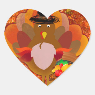 Pegatina En Forma De Corazón pavo de acción de gracias
