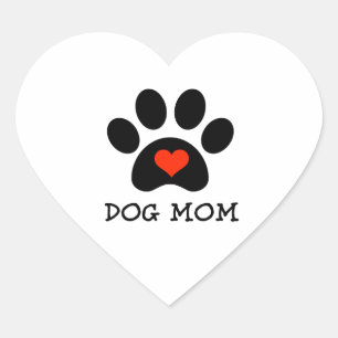 Pegatina En Forma De Corazón Pawprint Dog Mom