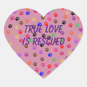 Pegatina En Forma De Corazón Pawprint multicolor