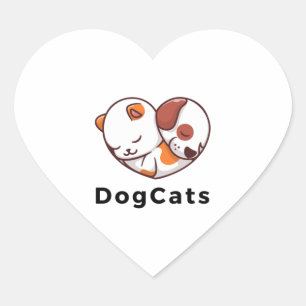 Pegatina En Forma De Corazón Paws in Harmony - Amor al perro y al gato en un co