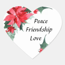 Pegatina En Forma De Corazón Paz, amistad y Navidades de amor