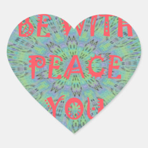 Pegatina En Forma De Corazón Paz, Amor, y Estampado Africano