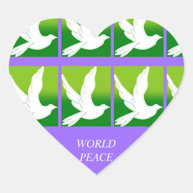 PEGATINA EN FORMA DE CORAZÓN PAZ MUNDIAL (Anverso)