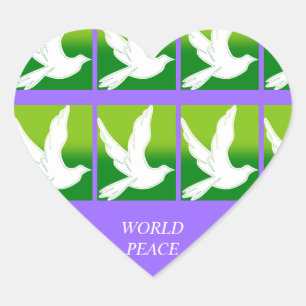 PEGATINA EN FORMA DE CORAZÓN PAZ MUNDIAL