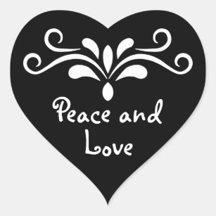 Pegatina En Forma De Corazón Paz y amor positivo corazón negro lindo personaliz