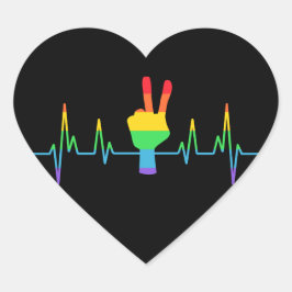 Pegatina En Forma De Corazón Peace Gay Heartbeat LGBT