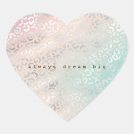 Pegatina En Forma De Corazón Peach Aqua Tie Dye Silver Leopard Print