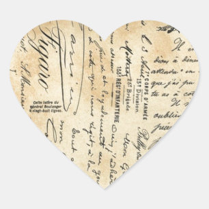 Pegatina En Forma De Corazón Pegatina antiguo del corazón de la escritura