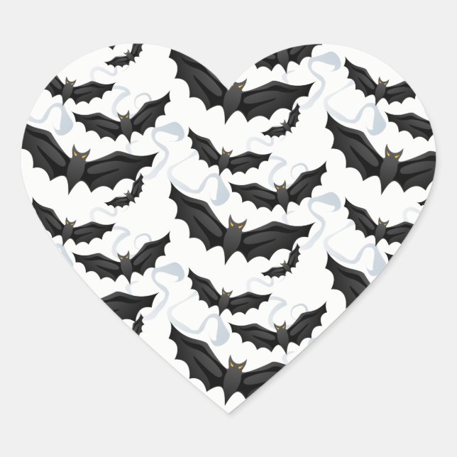 Pegatina En Forma De Corazón Pegatina Bats de Halloween (Anverso)