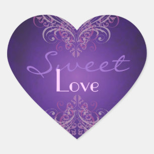Pegatina En Forma De Corazón Pegatina Buffet de Vintage Pink Scroll Purple Cand