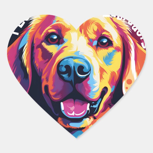 Pegatina En Forma De Corazón Pegatina cardíaco de Labrador (Anverso)