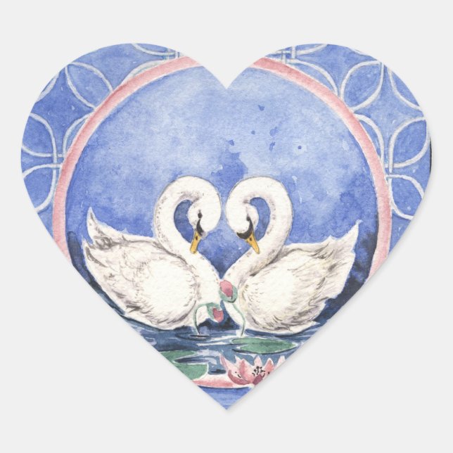 Pegatina En Forma De Corazón pegatina "Círculo Eterno de Cisne" (Anverso)