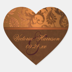 Pegatina En Forma De Corazón Pegatina con forma de corazón de cobre y damasco m