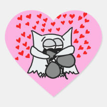 Pegatina de abrazo de búho y ratón