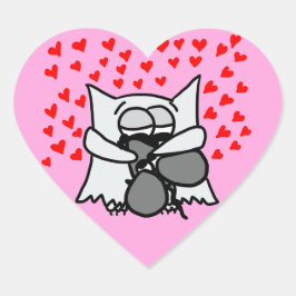 Pegatina En Forma De Corazón Pegatina de abrazo de búho y ratón