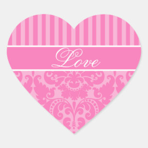 Pegatina En Forma De Corazón Pegatina de amor Damask Rosa