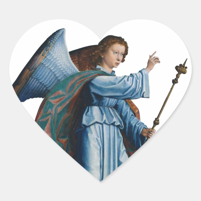 Pegatina En Forma De Corazón pegatina de ángel medieval (Anverso)