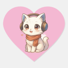 Pegatina En Forma De Corazón pegatina de audífono kawaii katiano ​ en rosa