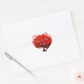 Pegatina En Forma De Corazón Pegatina de Boda de árbol rojo