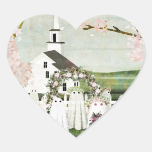 Pegatina En Forma De Corazón Pegatina de boda de fantasma