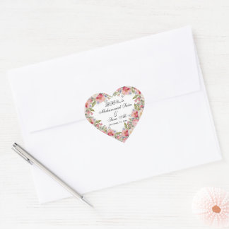 Pegatina En Forma De Corazón Pegatina de boda musulmana floral rosada moderna